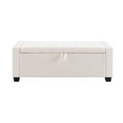 Upholstered Storage Ottoman Bench With Button Tufting And Safety Hinge