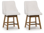 Cabalynn - Upholstered Swivel Barstool (Set of 2) - Oatmeal / Light Brown