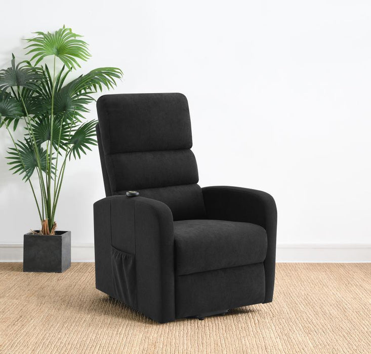 Amsdell - Upholstered Power Lift Recliner With Remote - Black