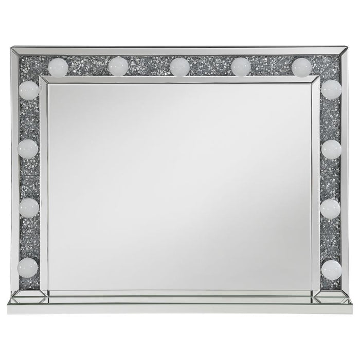 Wilmer - Rectangular Table Vanity Mirror With Lighting - Silver