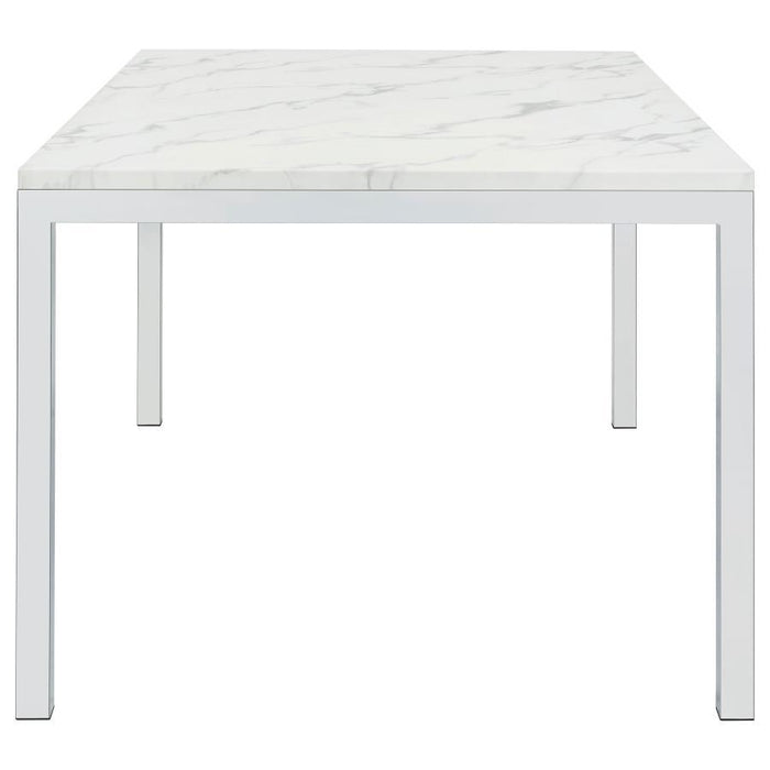 Athena - Rectangular Faux Marble Dining Table - Chrome