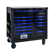 12 Layer Drawer Multi Purpose Tool Cart With Wheels And Iron Top - Black / Blue