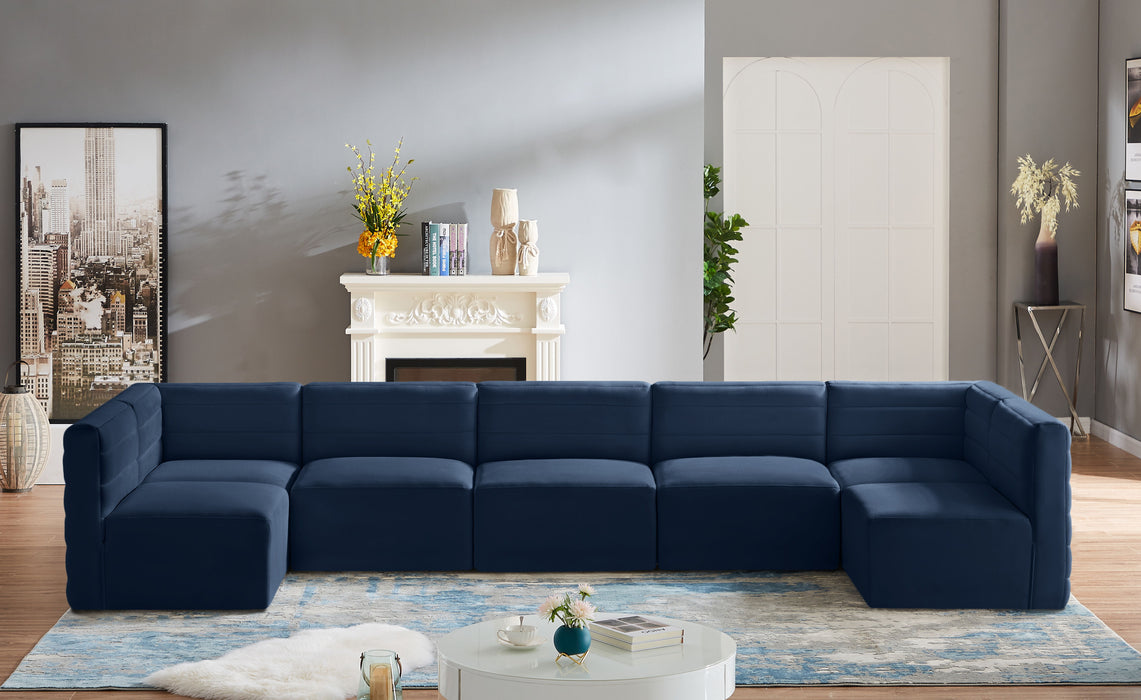 Quincy - Modular Sectional 7 Piece - Navy - Fabric