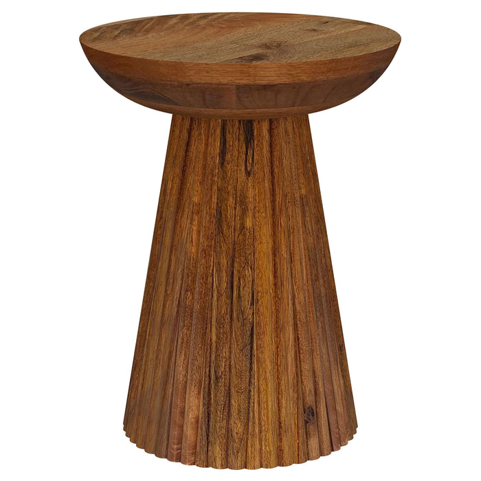 Aureo - Round Solid Wood Accent Side Table - Wild Honey